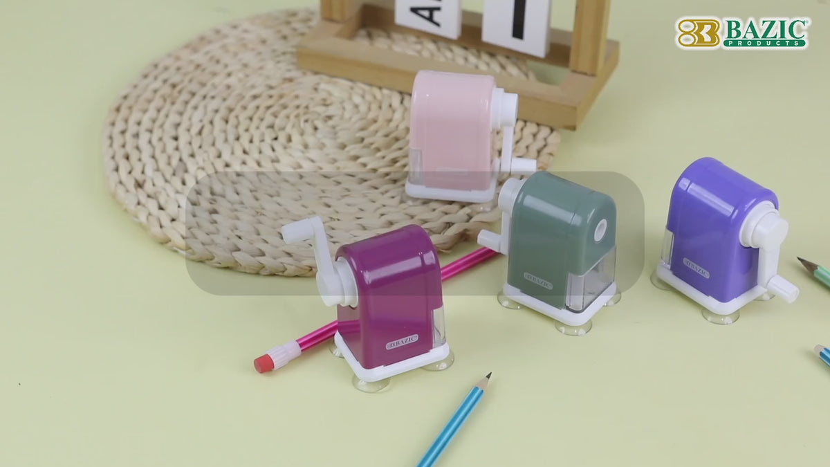 Load video: Desktop Pencil Sharpener with Suction Cup Base, Dual Hole