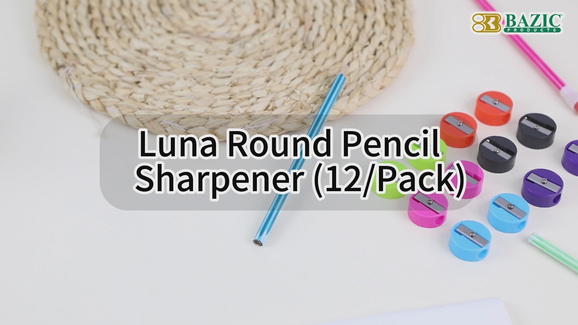 Load video: Luna Round Pencil Sharpener (12/Pack)