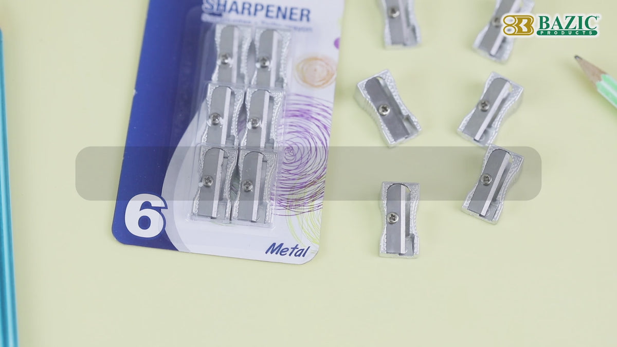 Load video: Single Hole Metal Pencil Sharpeners, Steel Blade