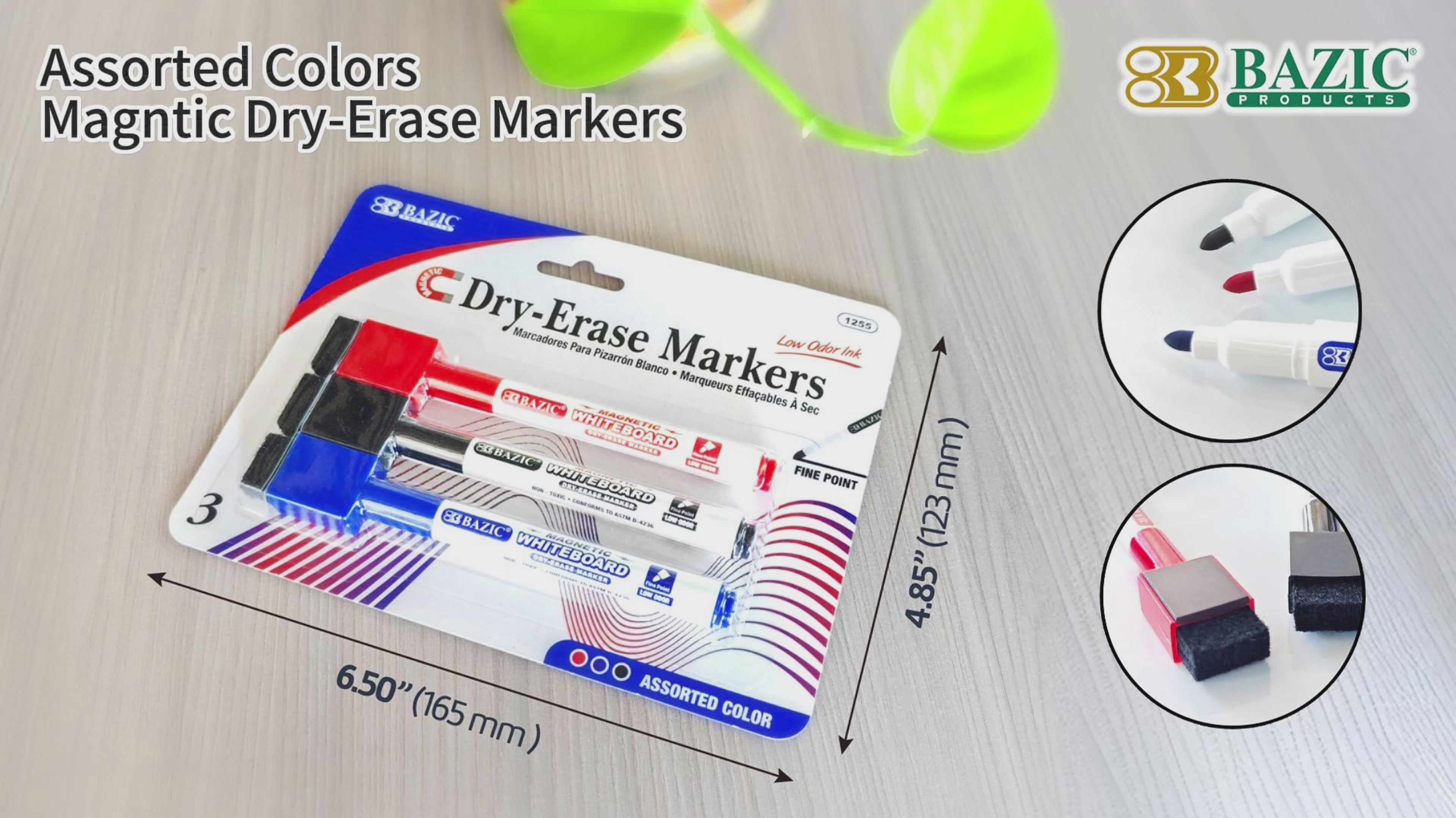 Load video: Assorted Colors Magnetic Dry-Erase Markers (3/Pack)