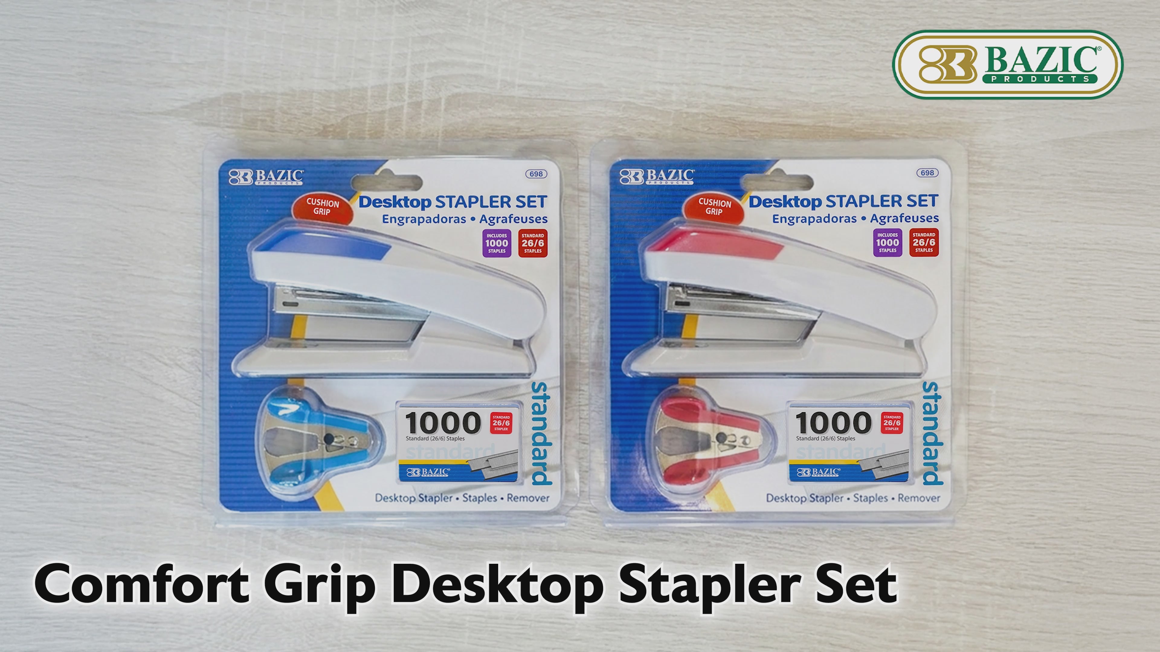 Load video: Comfort Grip Desktop Stapler Set with Staple Remover