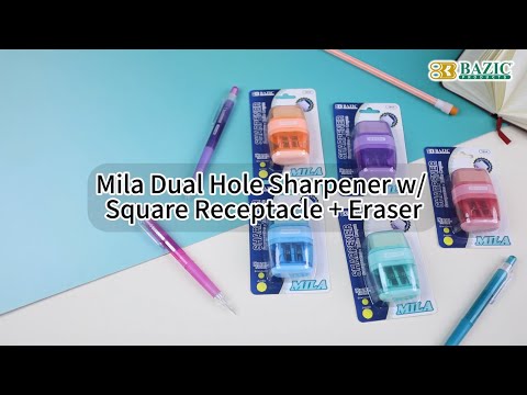 BAZIC Mila Dual Hole Sharpener w/ Square Receptacle + Eraser