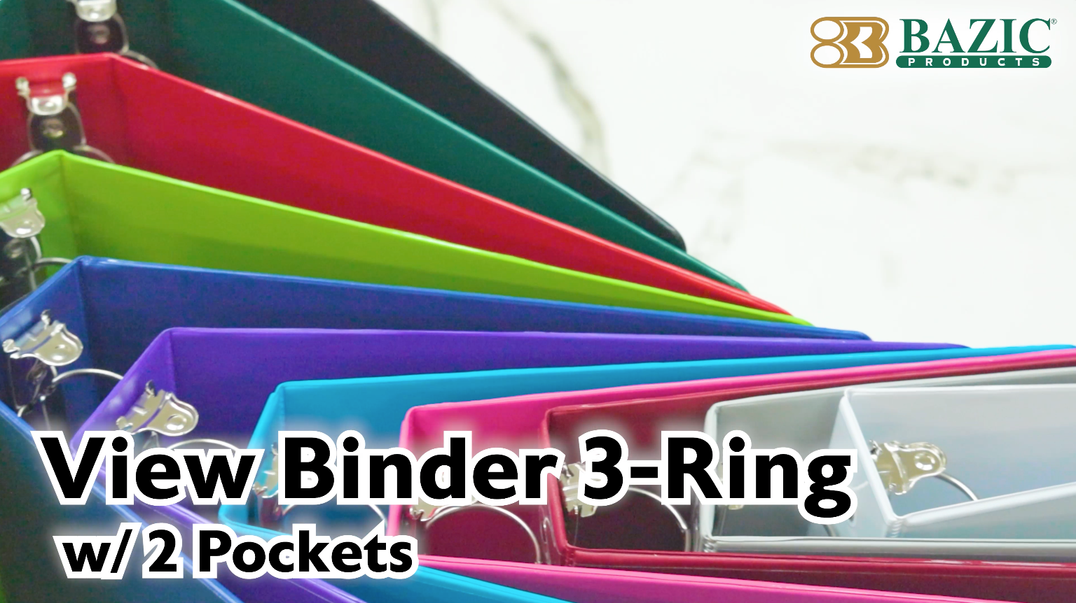 Load video: 1.5" Grey 3-Ring View Binder w/ 2-Pockets