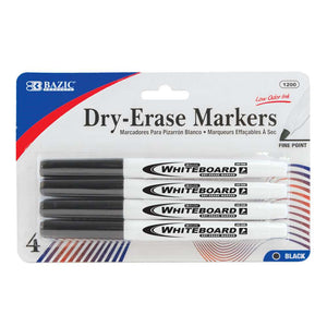 Fine Tip Black Dry-Erase Marker (4/Pack)