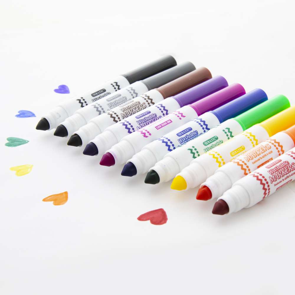 BAZIC Washable Markers Fine Line 24 Color Coloring Marker (24/Pack), 1-Pack
