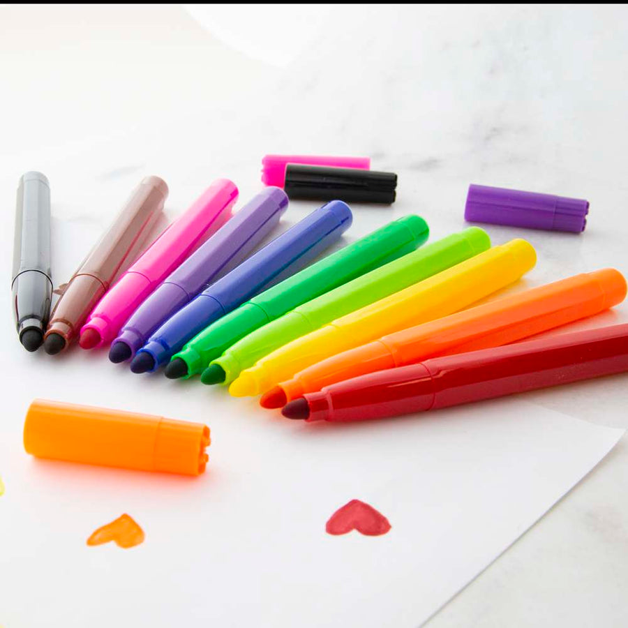 10 Colors Felt Tip Washable Markers 24 Pack