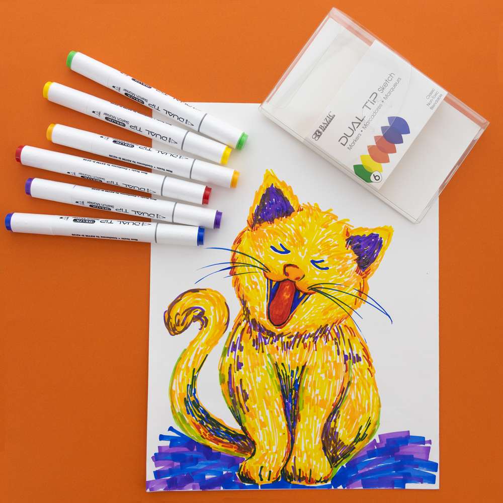 6 Pastel Colors Dual Tip Sketch Markers 12 Packs