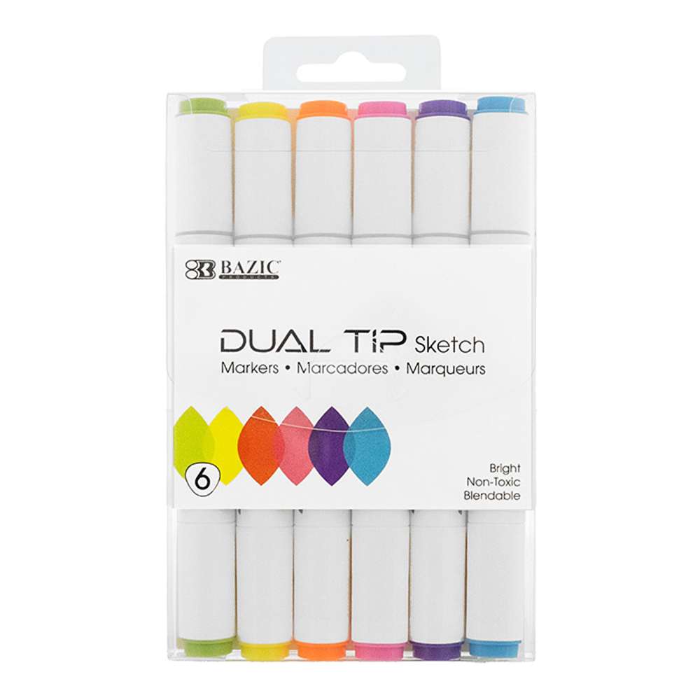Alcohol Markers, Dual Brush Tip, 24 Basic