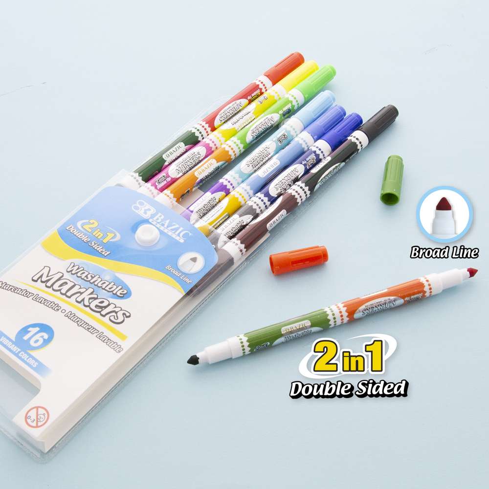 Bazic 10 Double-Tip Washable Markers