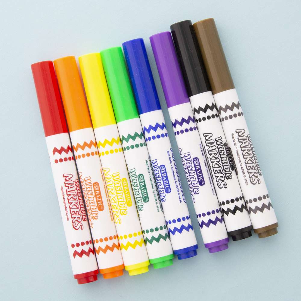Bazic Washable Markers, Jumbo Classroom Pack, 200 Count, 8 Colors