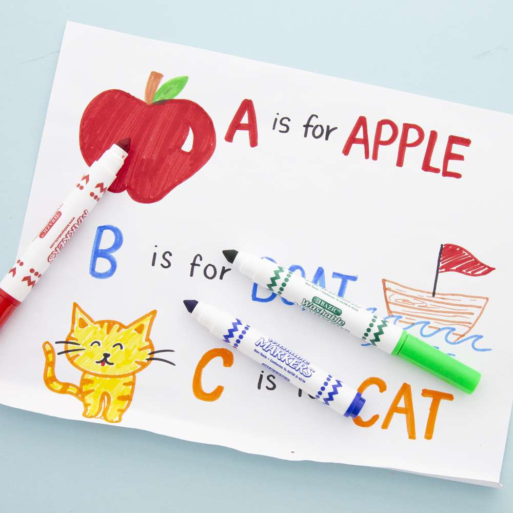 BAZIC 8 Colors Broad Line Jumbo Washable Markers Classroom Pack