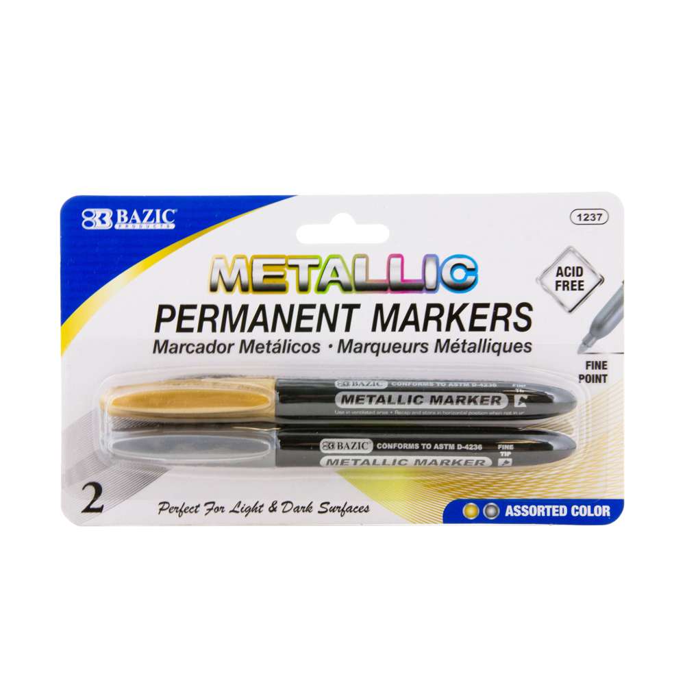 SHARPIE Metallic Permanent Markers, Fine Point, Silver/Gold