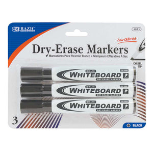 Chisel Tip Black Dry-Erase Markers (3/Pack)