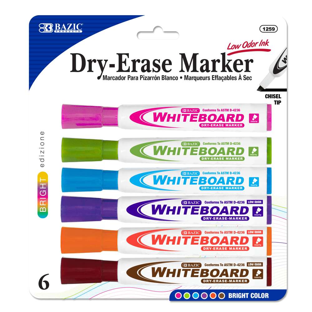Chisel Tip Bright Color Dry-Erase Markers (6/Pack)