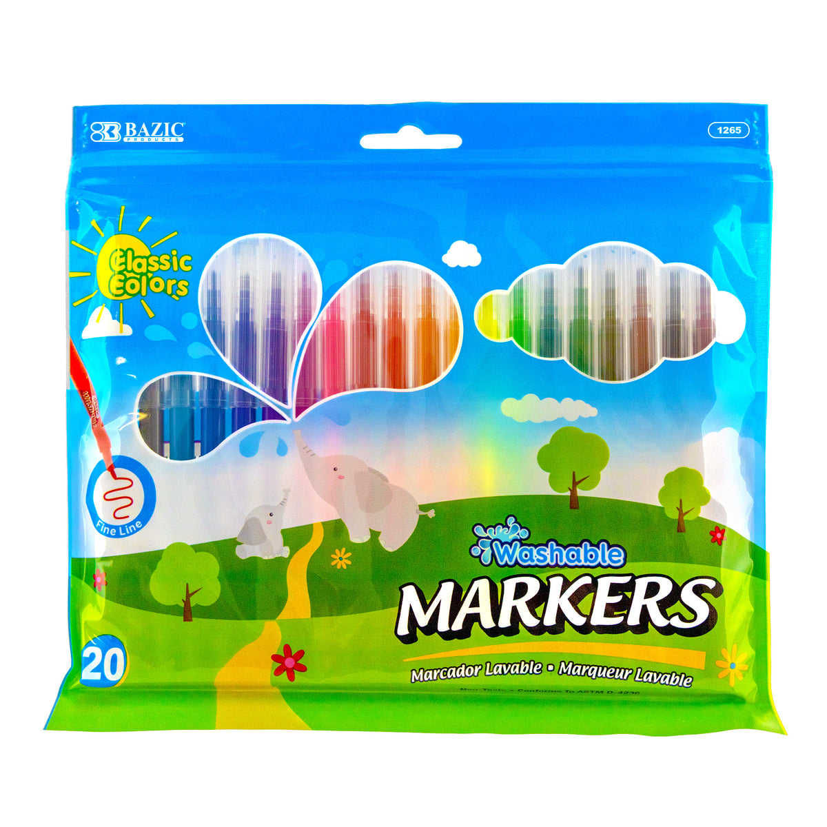 20 Colors Fine Line Washable Markers