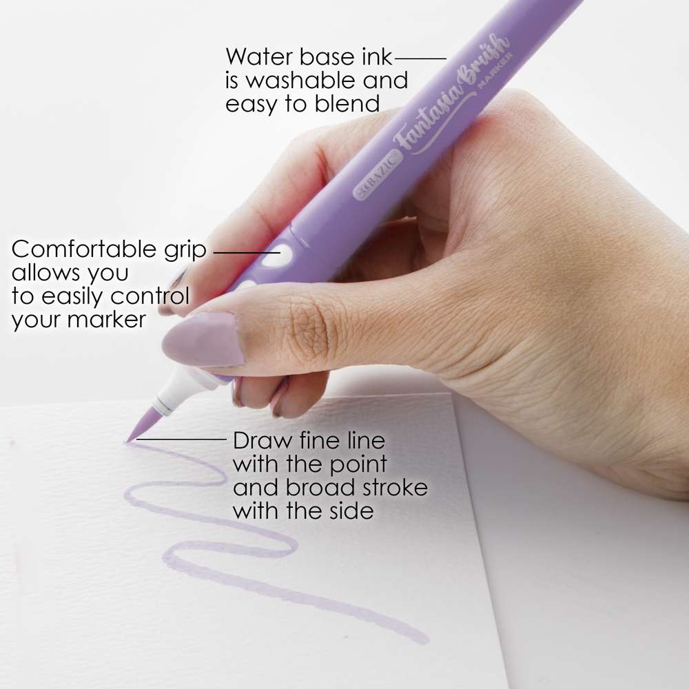 Dual Brush Pen Art Markers, Purple Blendables 6-Pack + Water Brush, 3-Pack