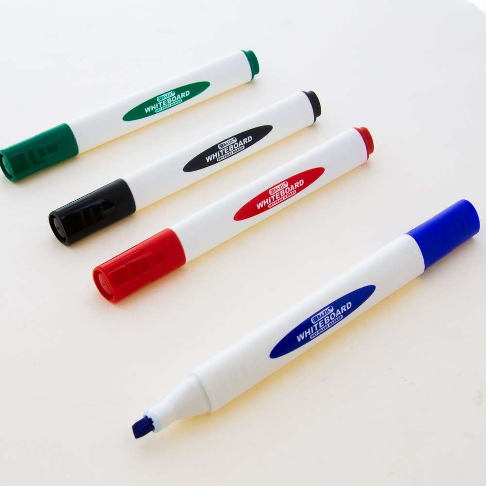 PENTEL WHITE BOARD MARKER 4 Assorted Color Chisel Tip Dry Erase Markers  w/Eraser