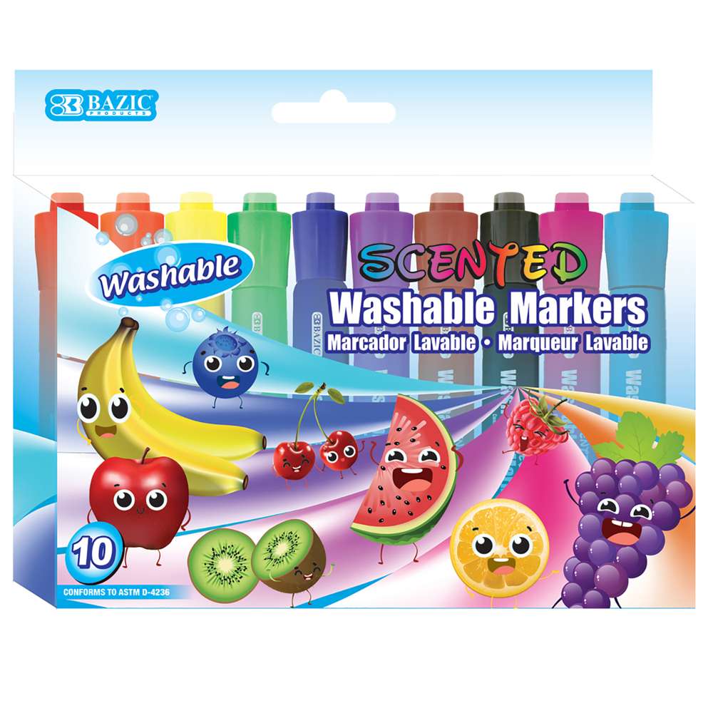 Bazic 10 Colors Washable Scented Markers