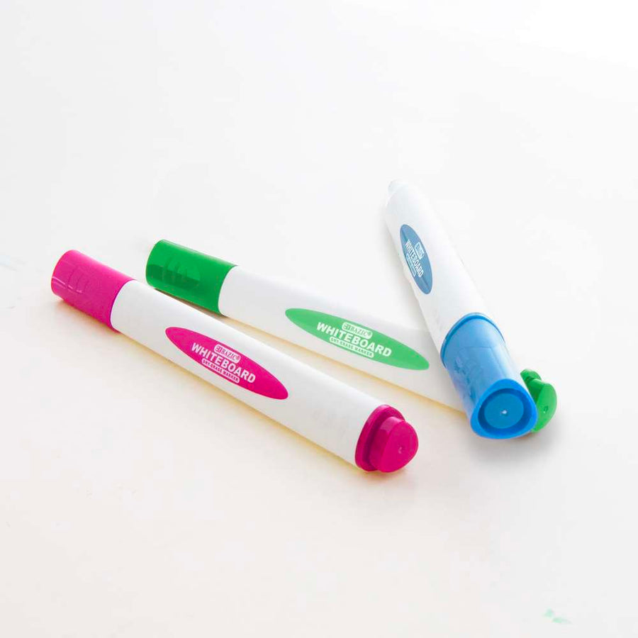 Triangle Dry-Erase Markers Chisel Tip Bright Colors (3/Pack)
