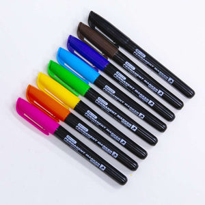 Fine Tip Bright Color Permanent Markers w/ Pocket Clip (8/Pack)