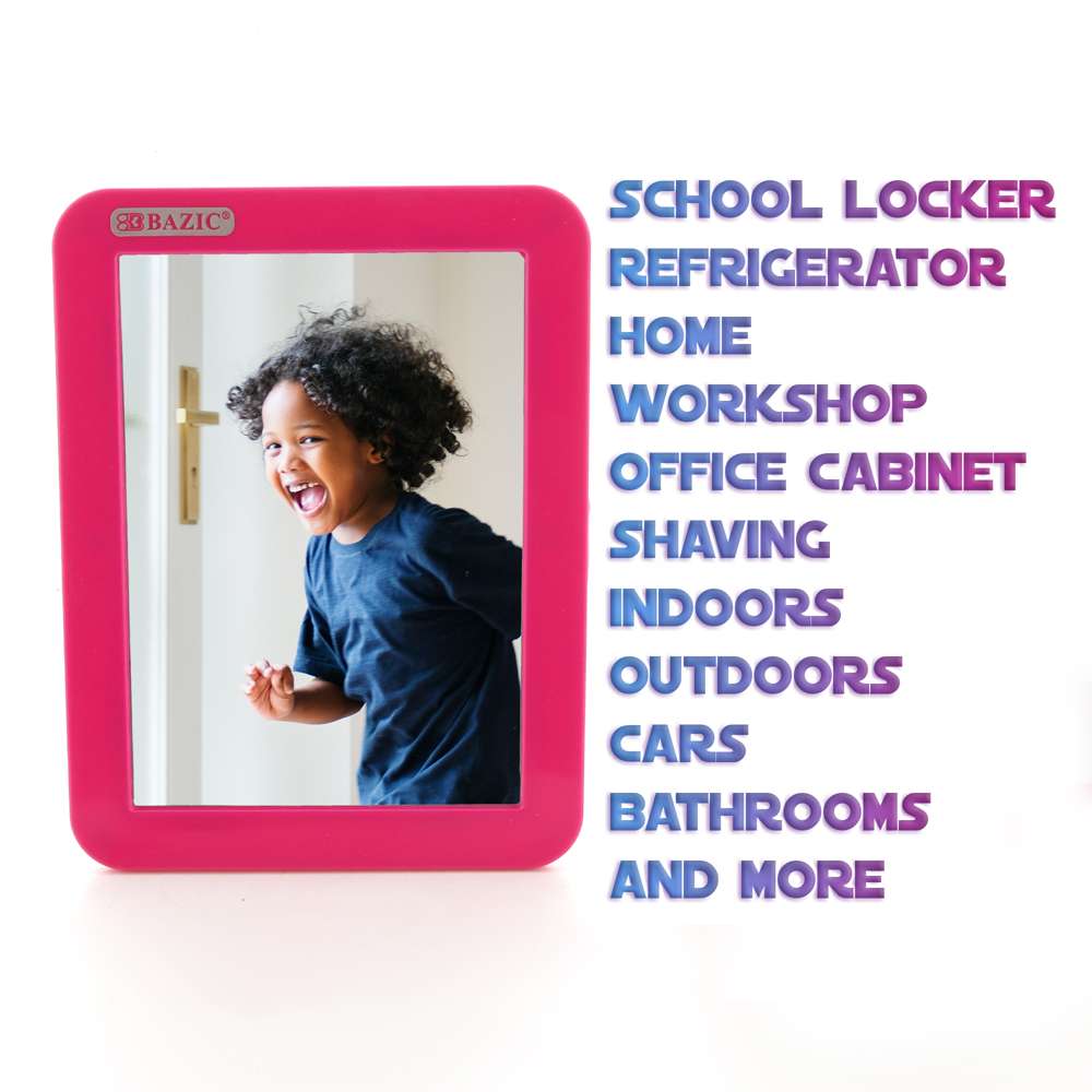 Magnetic Locker Mirror for School, Gym Locker, Refrigerator or Office Cabinet 5 x 7 Blue & Green