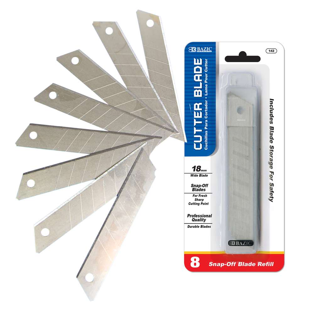 50 Utility Knife Blades Replacement Refills Standard Razor Box Carton Cutter Tool, Silver