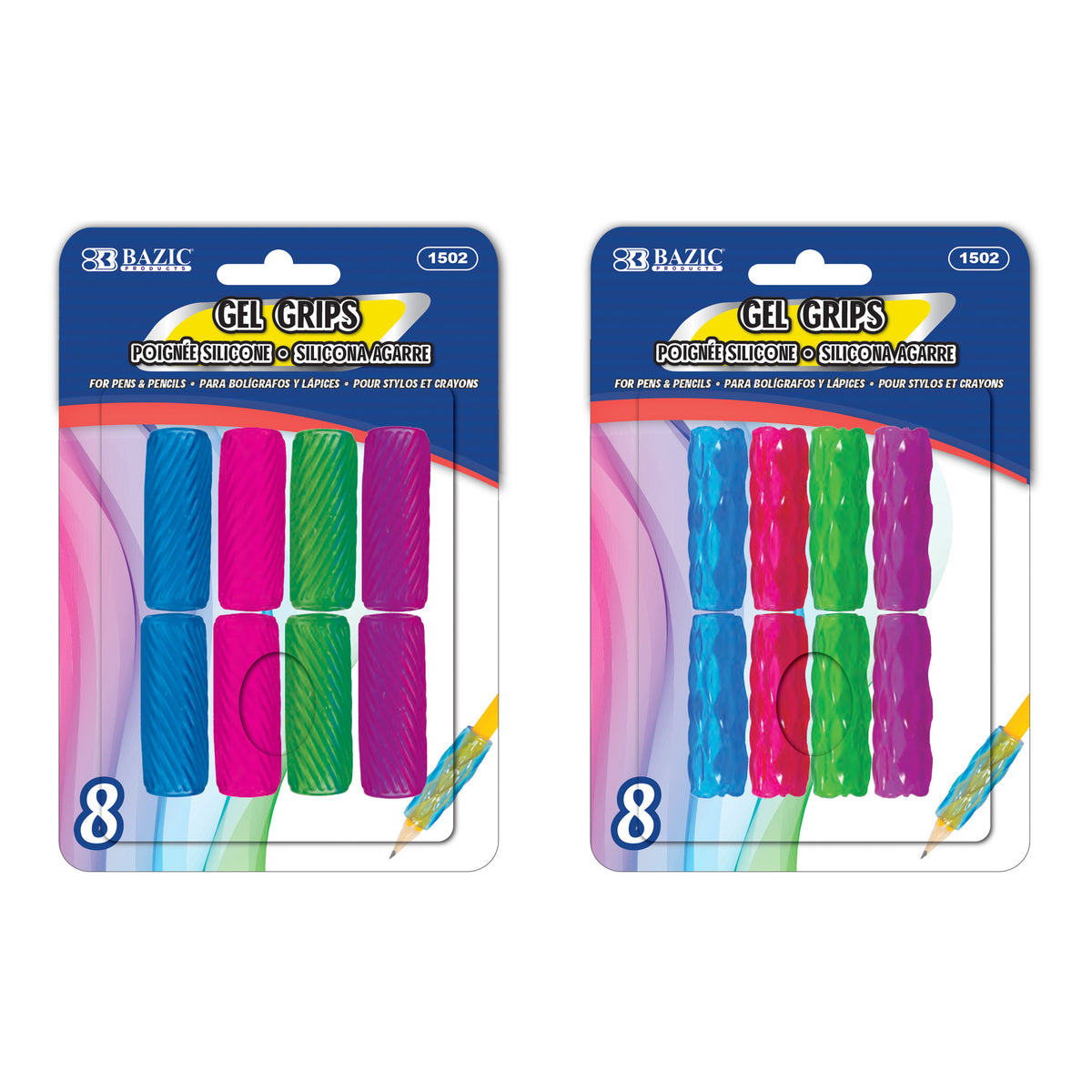 BAZIC Gel Pencil and Pen Grips, Assorted
