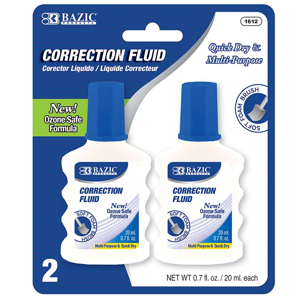 Correction Fluid w/ Foam Brush 0.7 FL OZ (20 mL)(2/Pack)