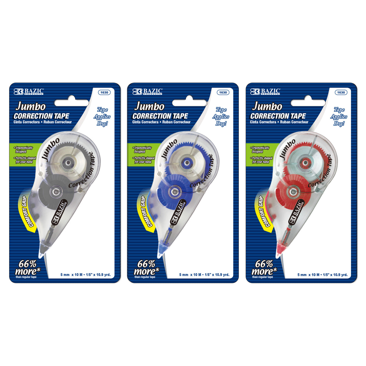 BAZIC Jumbo Correction Tape with Grip, 5mm x 394 in