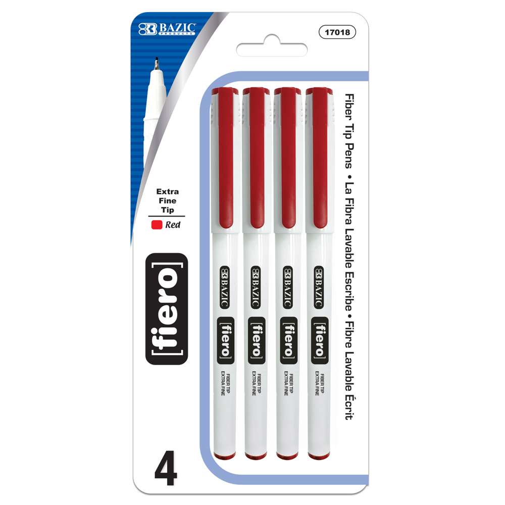 Fiero Red Fiber Tip Fineliner Pen (4/Pack)