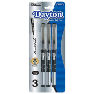 Dayton Black Rollerball Pen with Metal Clip (3/Pack)
