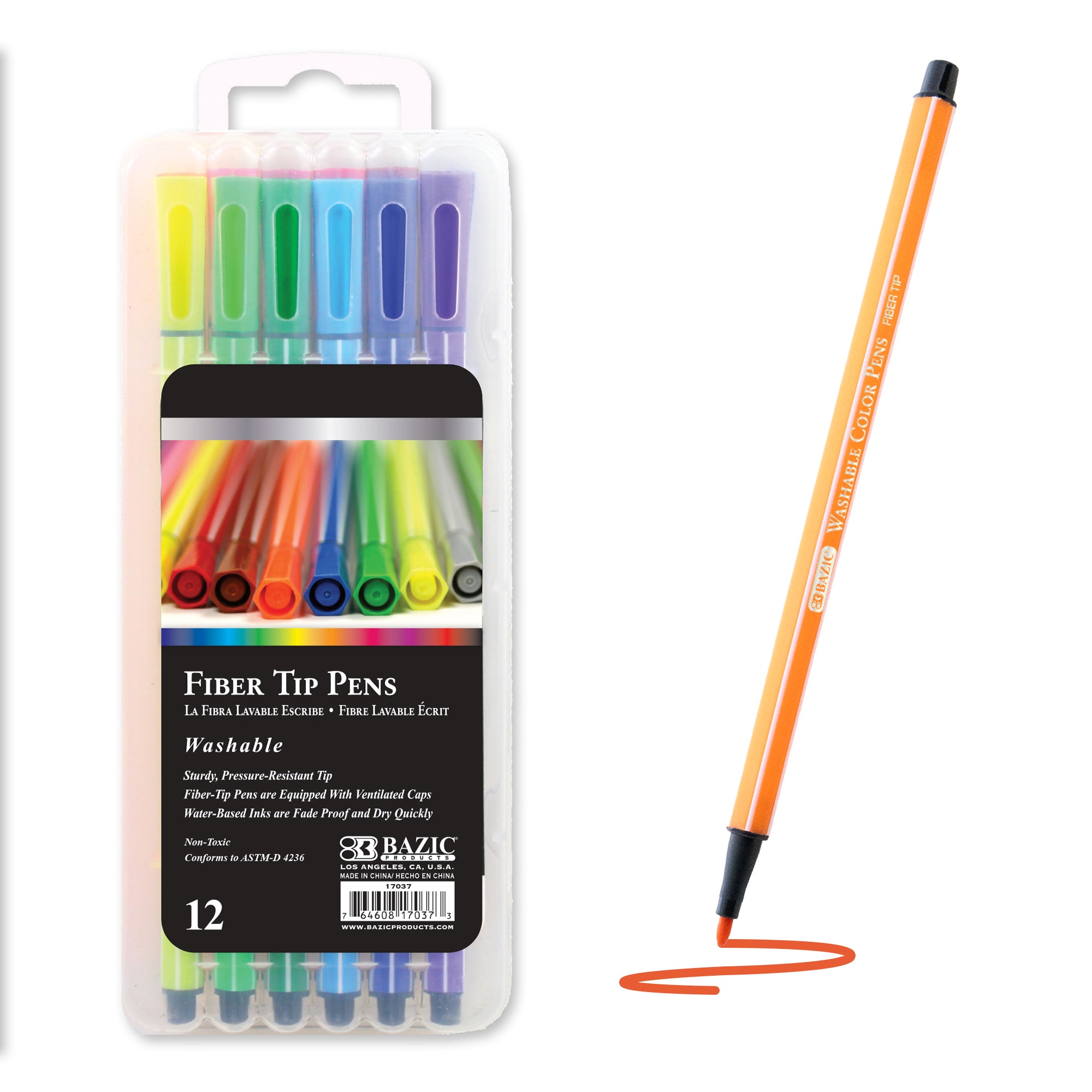 12 Color Washable Fiber Tip Pen