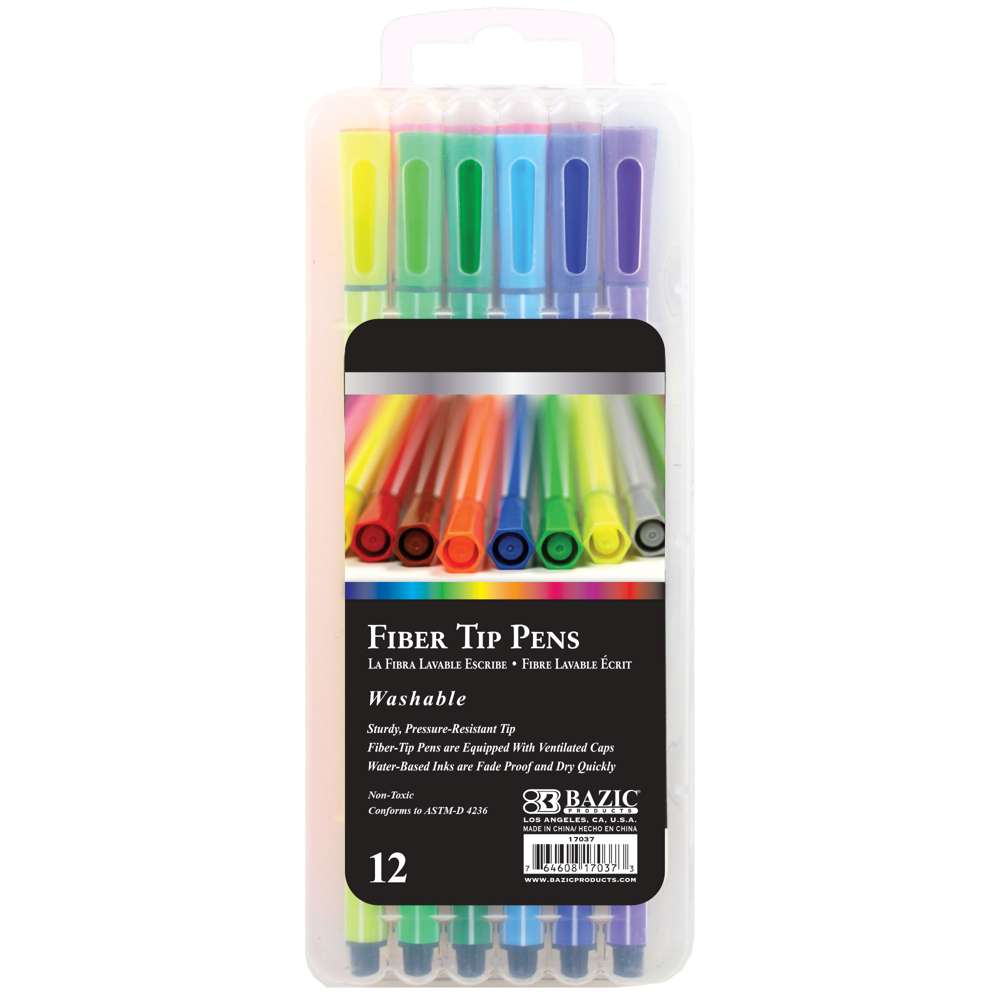 Washable Fiber Tip Pen 12 Color