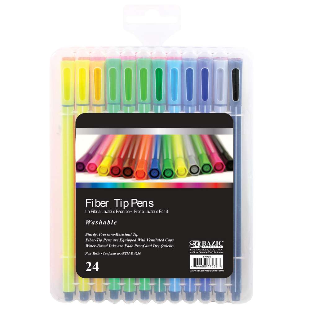 Bazic 24 Color Washable Fiber Tip Pen