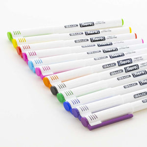 Fiero Assorted Color Fiber Tip Fineliner Pen 12 Color