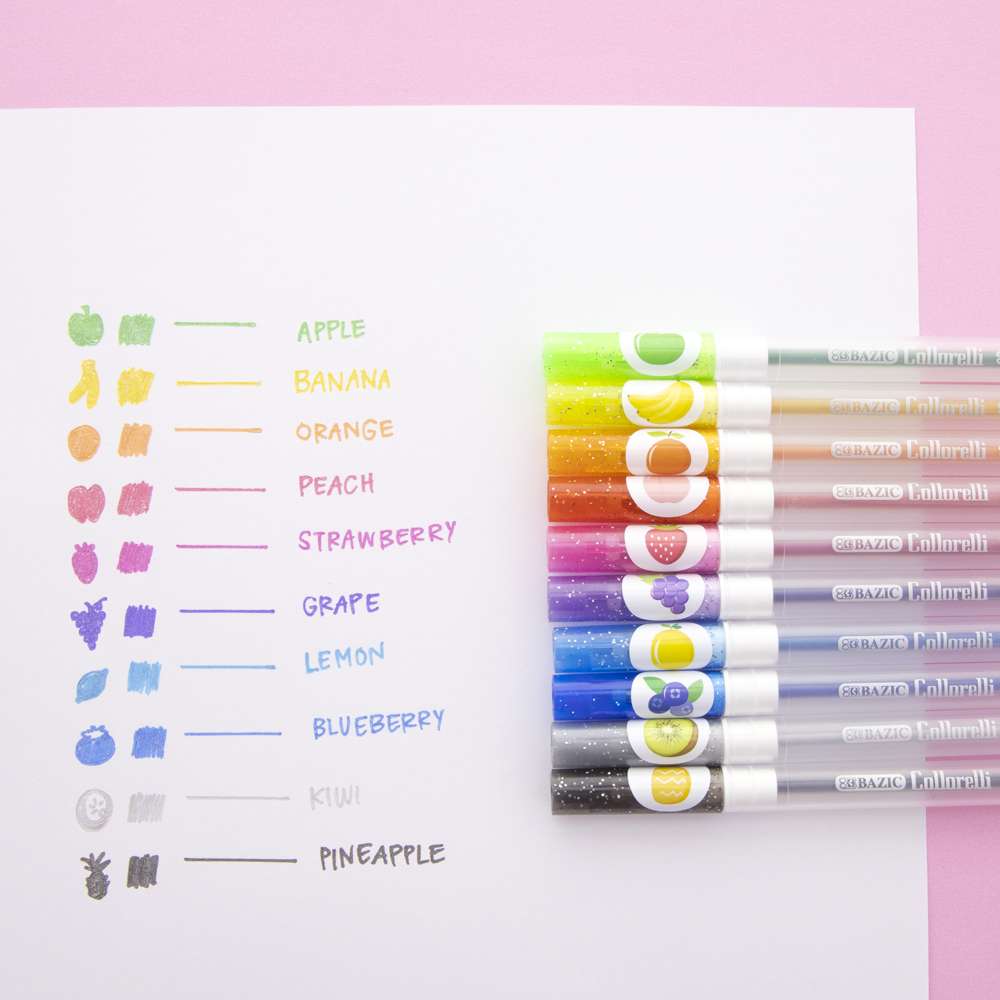 12-Color Scented Glitter Gel Pens for Kids Fruity Scented Marker Colored  Pen Set