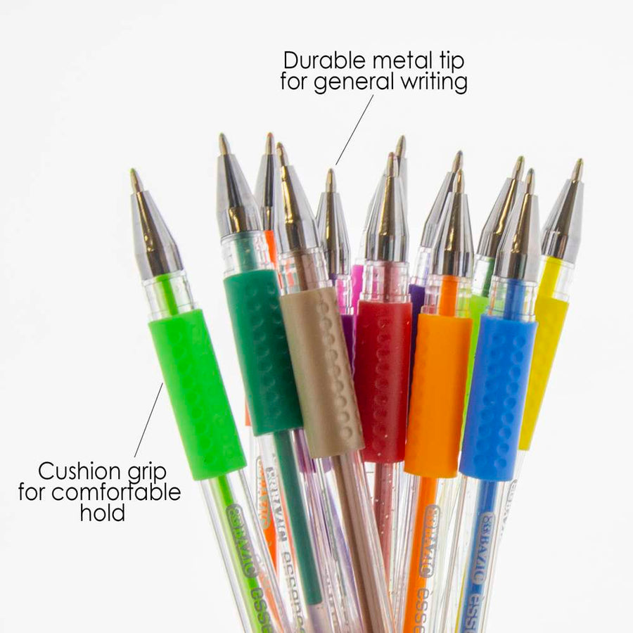 Essence Gel Pen 24 Scented Glitter Neon Metalllic Color w/ Cushion Grip