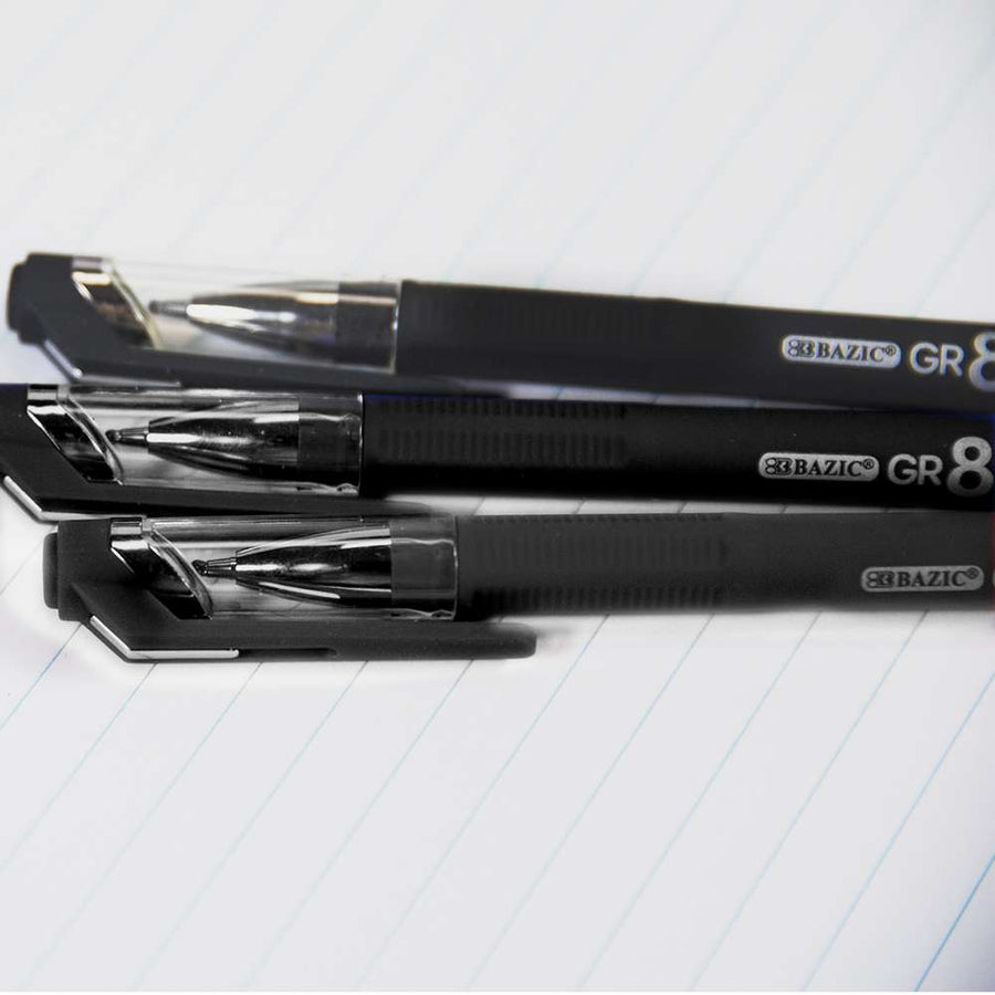 GR8 Black Oil-Gel Ink Pen w/ Rubberized Barrel (3/Pack)