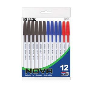 Nova Assorted Color Stick Pen (12/Pack)