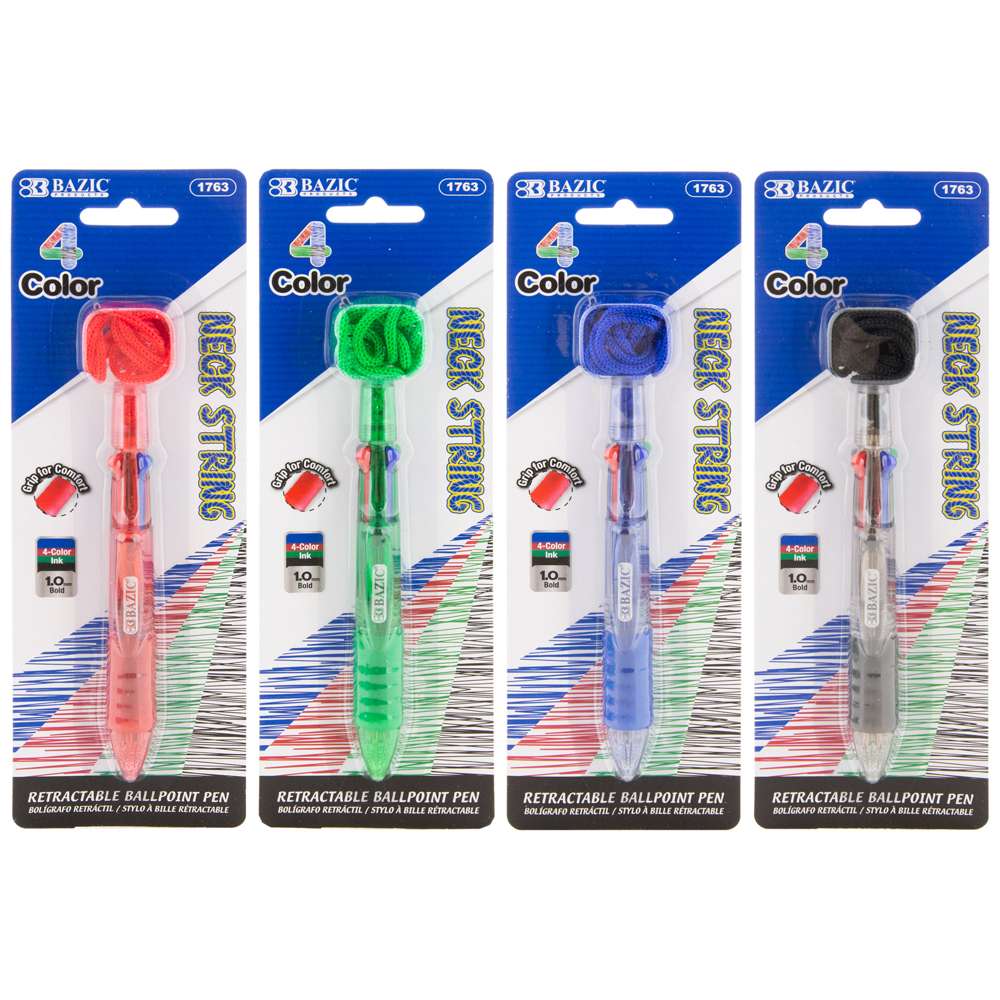 4-Color Neck Pen w/ Cushion Grip (1/Pack)