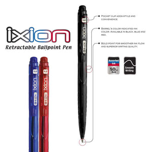 Ixion Assorted Color Retractable Pen (5/Pack)