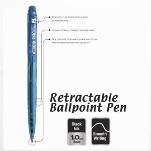 Ixion Black Color Retractable Pen (5/Pack)