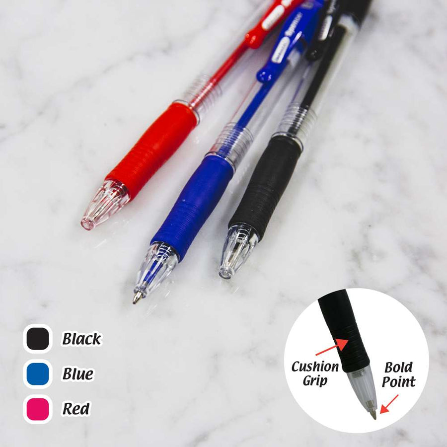 Spencer Assorted Color Retractable Pen w/ Cushion Grip (4/Pack)