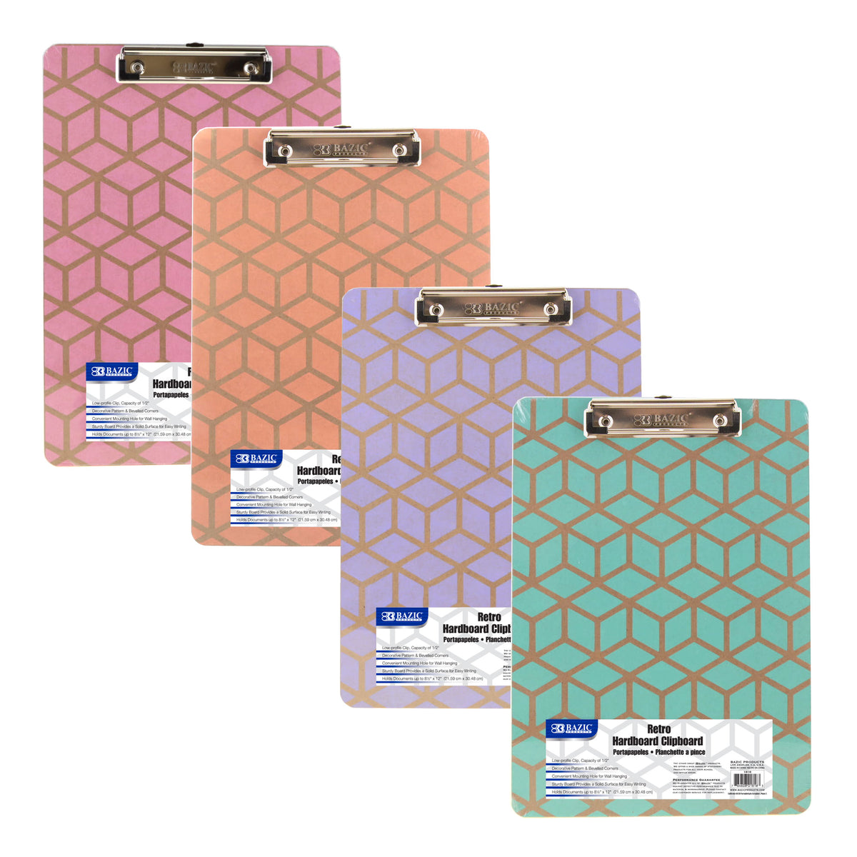 BAZIC Retro Hardboard Standard Clipboard, Low-Profile Clip