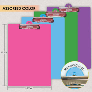 PVC Standard Clipboard Bright Color w/ Low Profile Clip