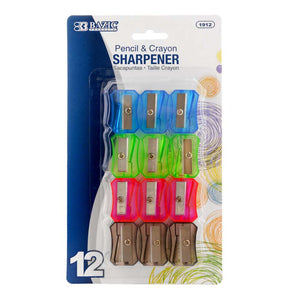 Single Blade Square Transparent Pencil Sharpener (12/pack)