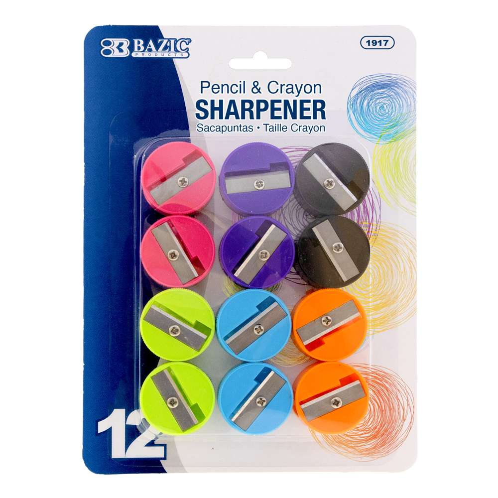 Single Blade Round Pencil Sharpener (12/Pack)