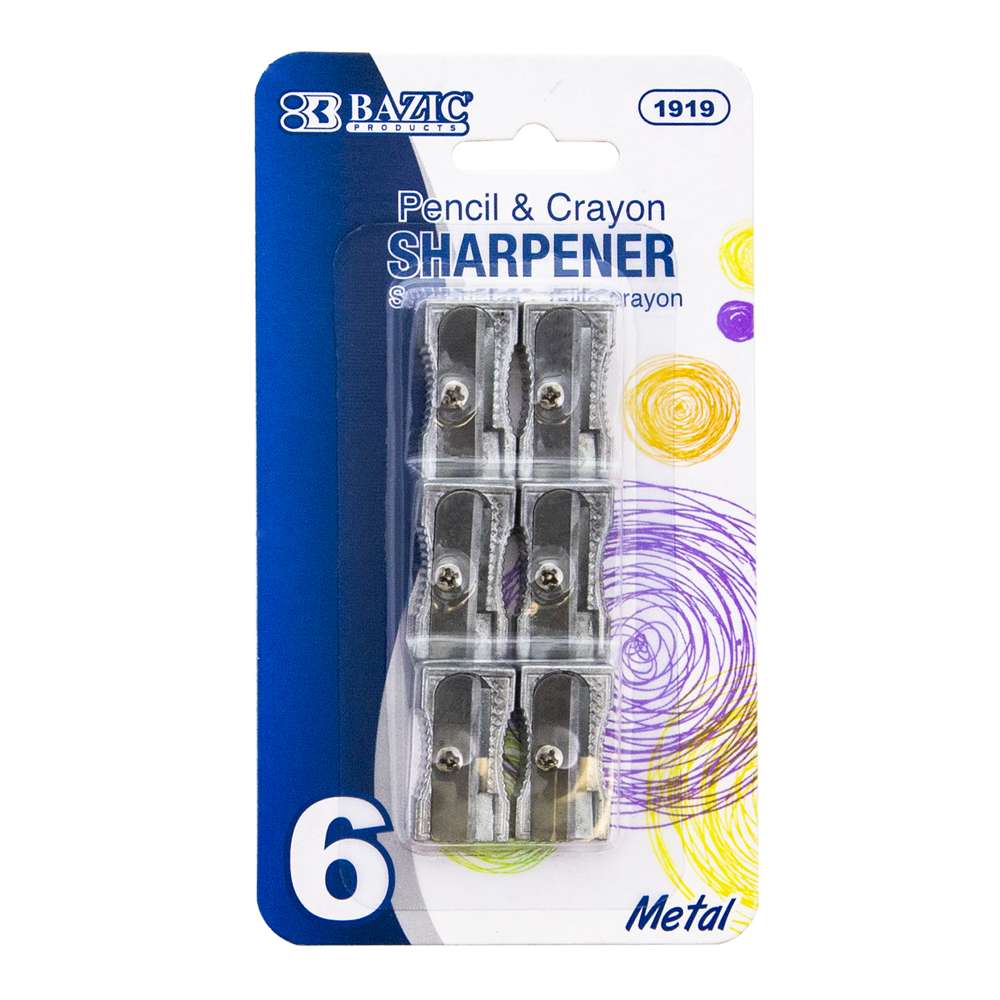 Bazic Single Hole Metal Pencil Sharpener - 6 count