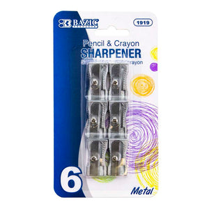 Single Blade Metal Pencil Sharpener (6/Pack)