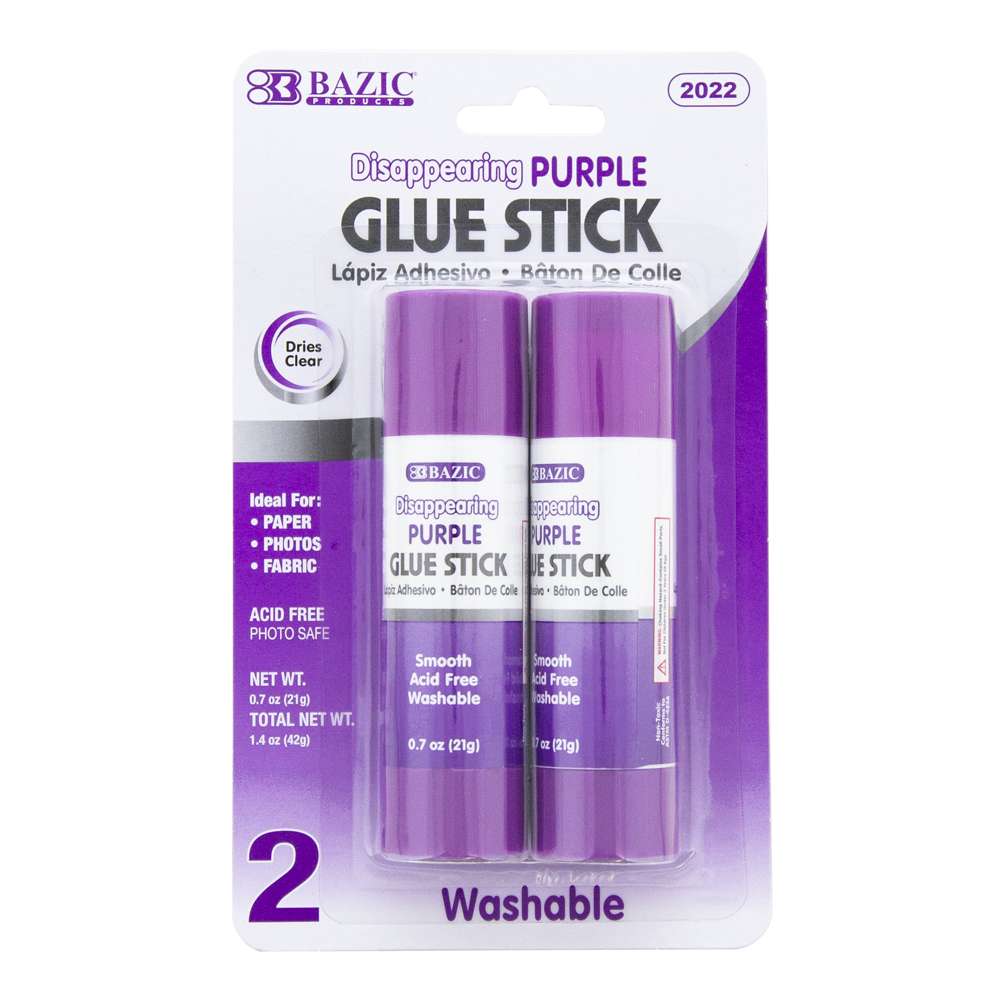 Glue Sticks for Kids, Washable Disappearing Purple Glue Sticks, 7 Ounces  Stick Glue for School, Office, Home, Classroom, Non-Toxic Gluesticks, 2  Pack